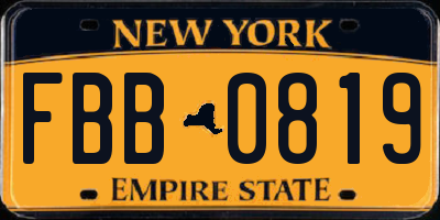 NY license plate FBB0819