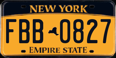 NY license plate FBB0827