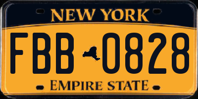 NY license plate FBB0828