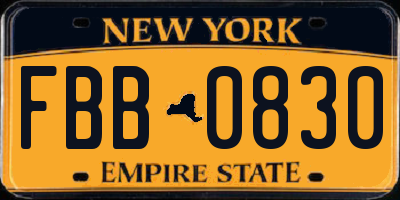 NY license plate FBB0830