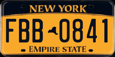 NY license plate FBB0841