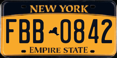NY license plate FBB0842