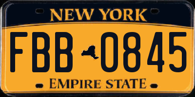 NY license plate FBB0845
