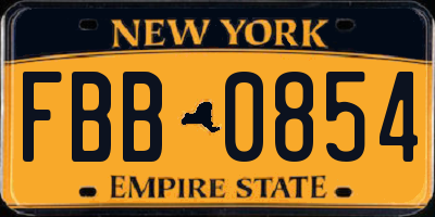 NY license plate FBB0854