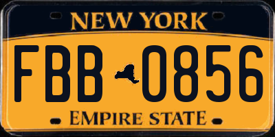 NY license plate FBB0856