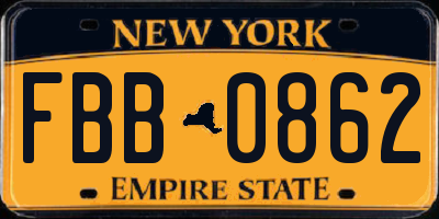 NY license plate FBB0862