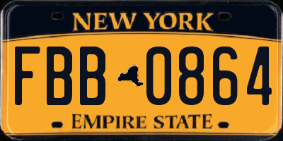 NY license plate FBB0864