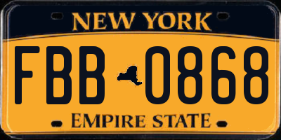 NY license plate FBB0868