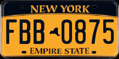 NY license plate FBB0875