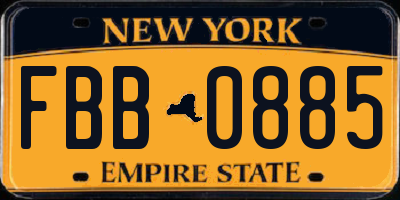NY license plate FBB0885