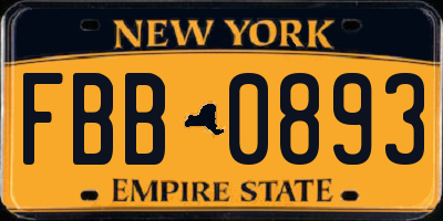 NY license plate FBB0893