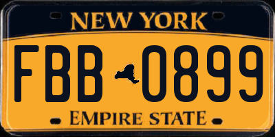 NY license plate FBB0899