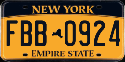 NY license plate FBB0924