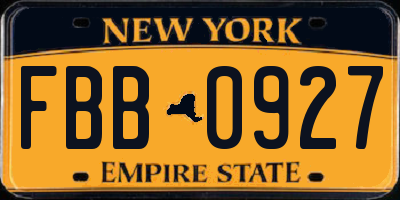 NY license plate FBB0927