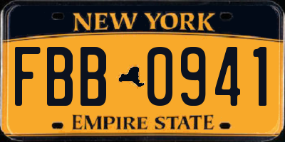 NY license plate FBB0941