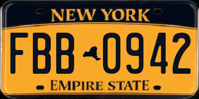 NY license plate FBB0942