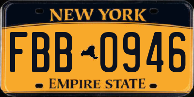 NY license plate FBB0946