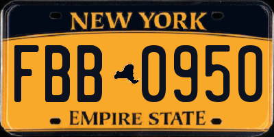 NY license plate FBB0950