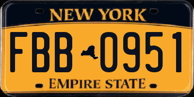 NY license plate FBB0951
