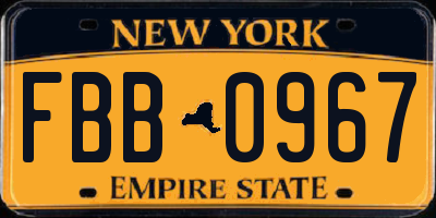 NY license plate FBB0967