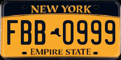 NY license plate FBB0999