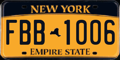 NY license plate FBB1006