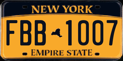 NY license plate FBB1007