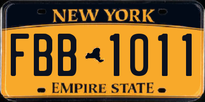 NY license plate FBB1011