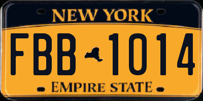 NY license plate FBB1014