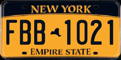 NY license plate FBB1021