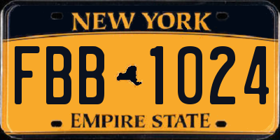 NY license plate FBB1024