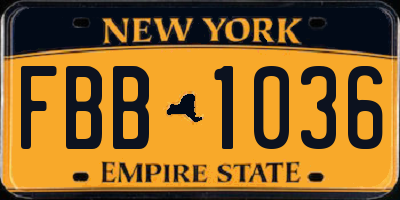 NY license plate FBB1036