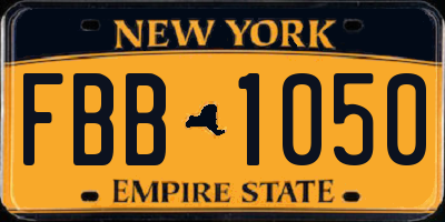 NY license plate FBB1050
