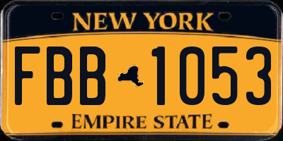 NY license plate FBB1053
