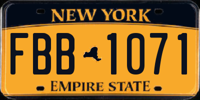 NY license plate FBB1071