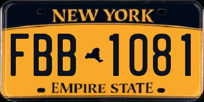 NY license plate FBB1081