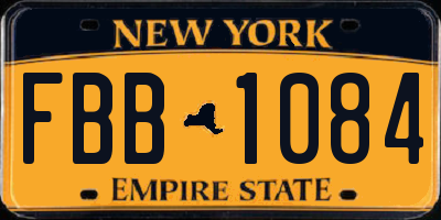 NY license plate FBB1084