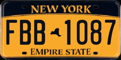 NY license plate FBB1087