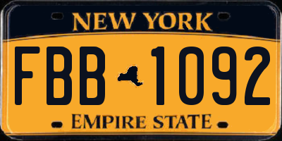 NY license plate FBB1092