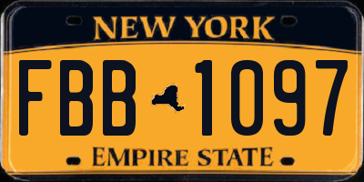 NY license plate FBB1097