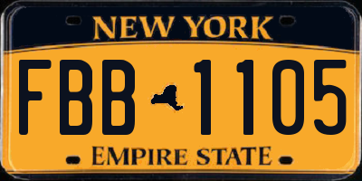 NY license plate FBB1105
