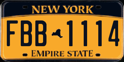 NY license plate FBB1114