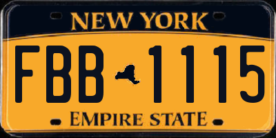 NY license plate FBB1115