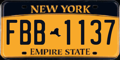 NY license plate FBB1137