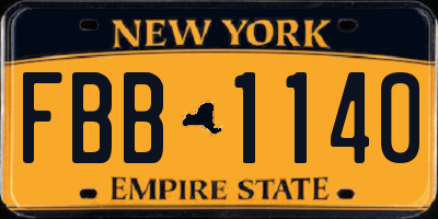 NY license plate FBB1140