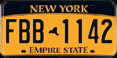 NY license plate FBB1142