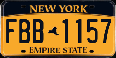 NY license plate FBB1157