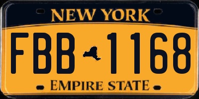 NY license plate FBB1168