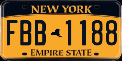 NY license plate FBB1188