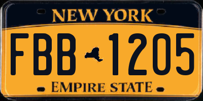 NY license plate FBB1205